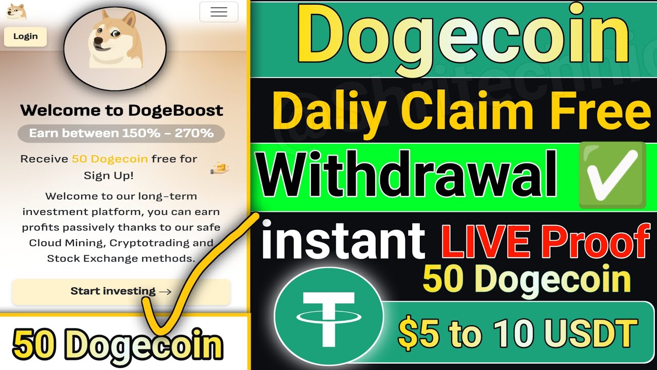 Free 50 Dogecoin Singup bonus! Cloud Mining Site: No Investment! 🚀