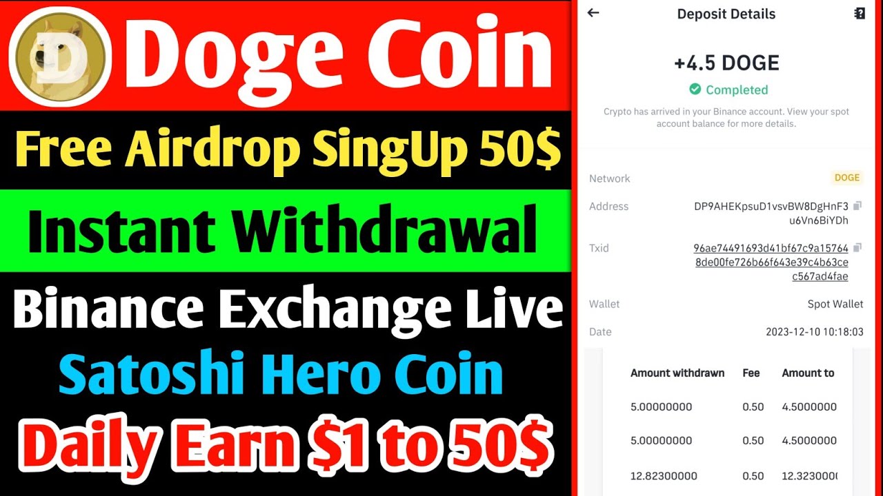 Doge Coin Free Airdrop 50$ | DogeCoin Airdrop | DogeCoin Instant Withdrawal | Satoshi Hero Withdrawa