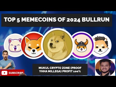 TOP 5 MEMECOINS FOR 2024 BULLRUN #crypto #babydoge #pepe #doge #bonk #floki #shibainu #hindi #btc