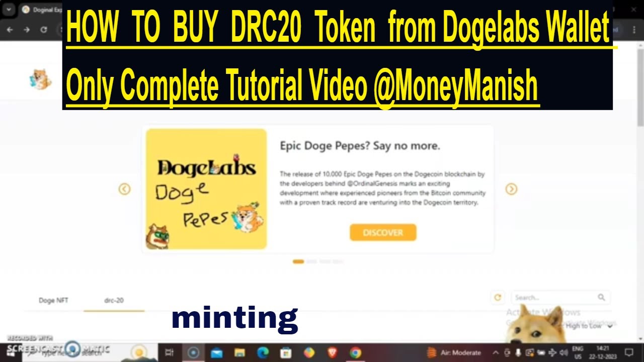 How to Buy Drc 20 Token Dpal Dogelabs wallet Complete Video @moneymanish