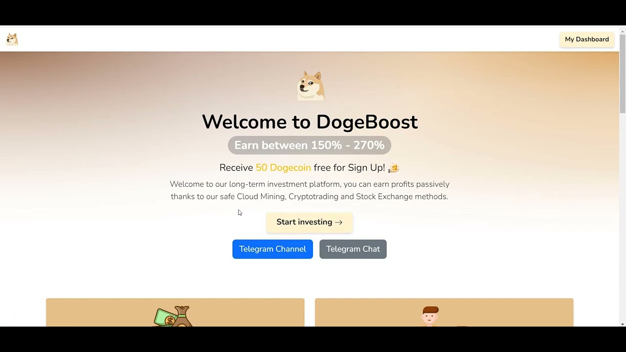 DogeBoost Free DOGE Bonus 50 DOGE for registration