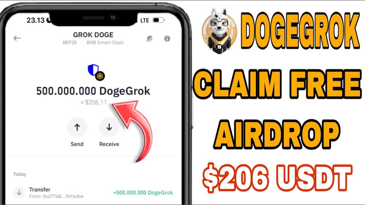 Claim Free Airdrop 500,000,000 DOGE GROK ~ $206 USDT on Trustwallet