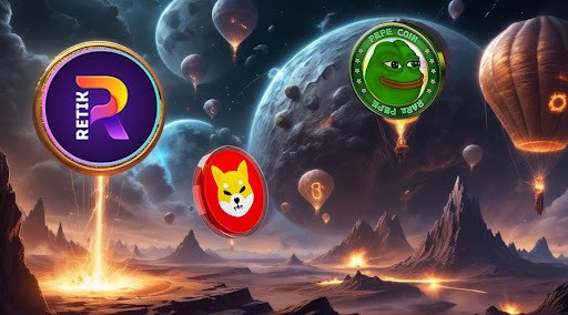 未来 10 天内可能呈抛物线走势的 3 种加密货币：Pepe Coin (PEPE)、Shiba Inu (SHIB)、Retik Finance (RETIK)