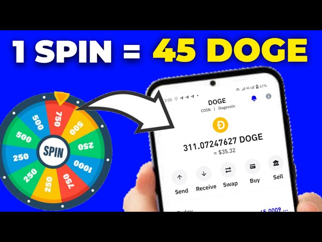 1 Spin = 45.00 DOGE COIN | Withdraw Anytime ● Free DOGECOIN Site