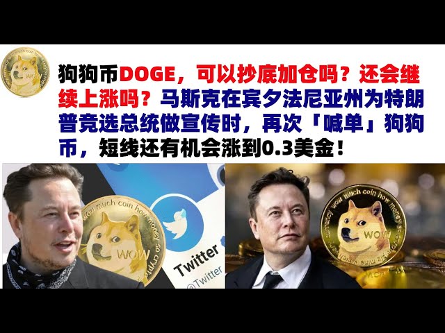 Dogecoin DOGE, can I buy the dip and add to my position? Will it continue to rise? When Musk was promoting Trump's presidential campaign in Pennsylvania, he once again 