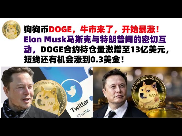 Dogecoin DOGE, the bull market is coming and it’s starting to skyrocket! Due to the close interaction between Elon Musk and Trump, the DOGE contract position has surged to 1.3 billion U.S. dollars, and there is a chance that it will rise to 0.3 U.S. dolla