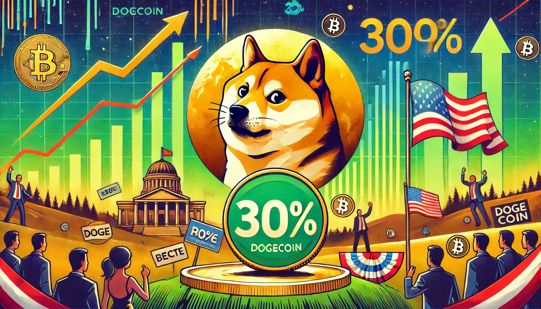 ¡El precio de Dogecoin aumenta un 30% en 24 horas! La exageración postelectoral provoca una nueva locura por las criptomonedas