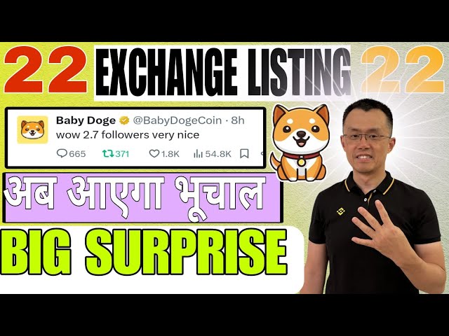 22 EXCHANGE LISTING Now a storm will come🤯BABY DOGECOIN🔥BRAKINGTODAY🤑1₹ BABY DOGECOIN PRICE PREDICTION