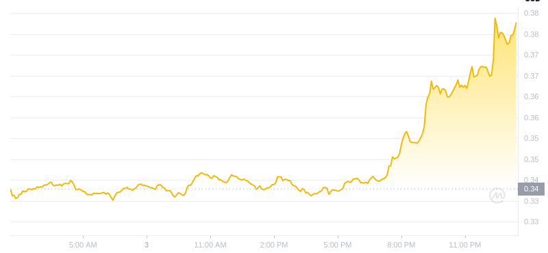 Der aktuelle Preis von Dogecoin um 01:00 Uhr am 4. Januar 2025