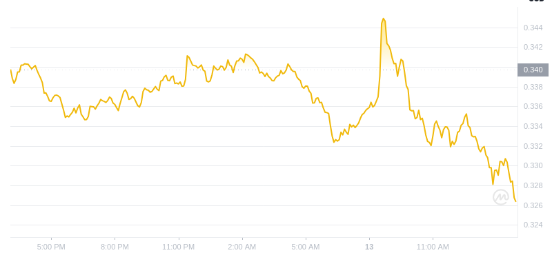 2025년 1월 13일 15:00의 Dogecoin 최신 가격