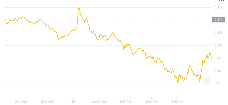 Der aktuelle Preis von Dogecoin um 00:00 Uhr am 14. Januar 2025