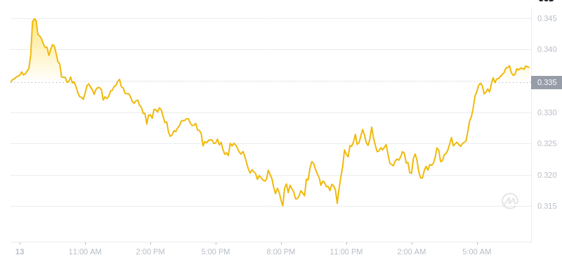 Der aktuelle Preis von Dogecoin um 07:00 Uhr am 14. Januar 2025