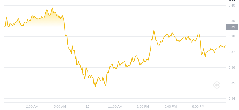 Der aktuelle Preis von Dogecoin um 23:00 Uhr am 20. Januar 2025